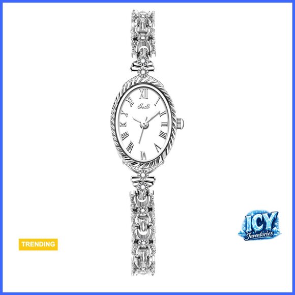 Alloy Steel Vintage Quartz Watch with Roman Numerals Oval Dial Waterproof main image 4